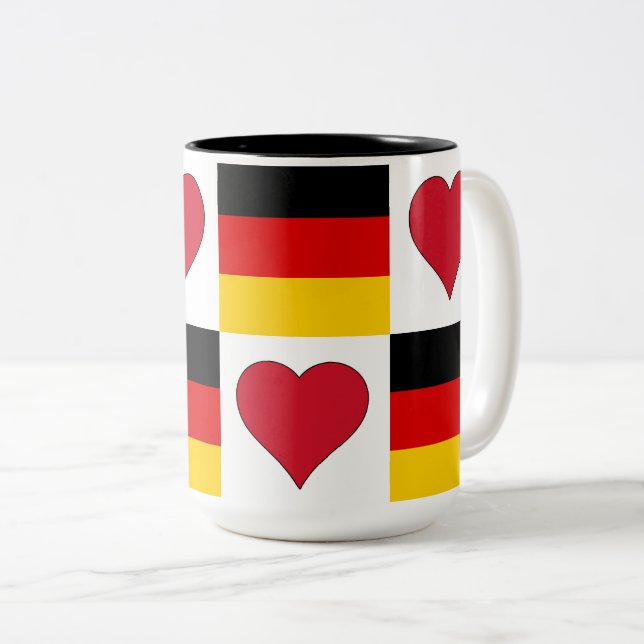 Deutschland Flaggenstaat Herzmuster Patriotischer  Zweifarbige Tasse (VorderseiteRechts)