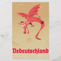 Deutschland Fliegendes Dragon Vintage Poster