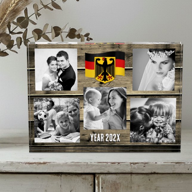 Deutschland - Foto-Block, deutsche Flagge, Holz Fotoblock (Germany Family / Wedding Photo Block)