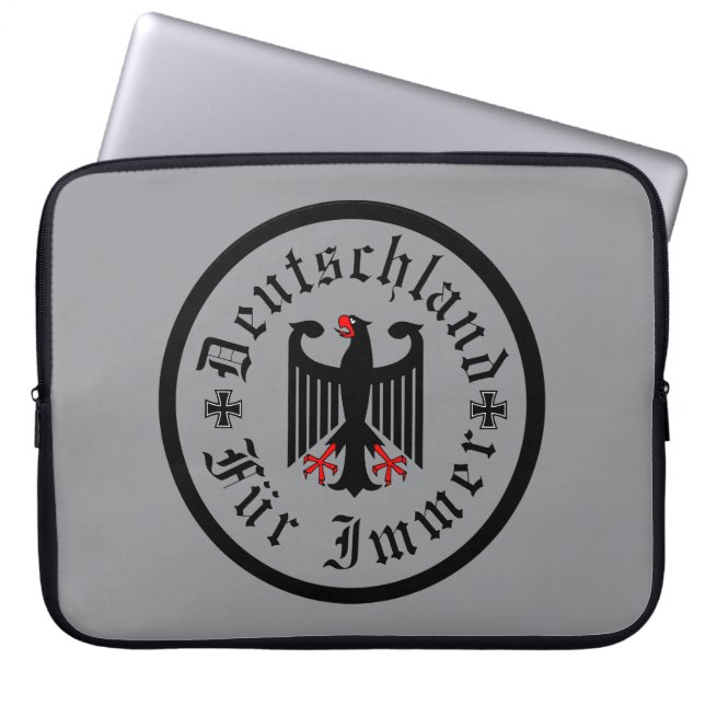 Deutschland/ Germany Forever/schwarzer Adler/Eiser Laptopschutzhülle (Vorderseite)