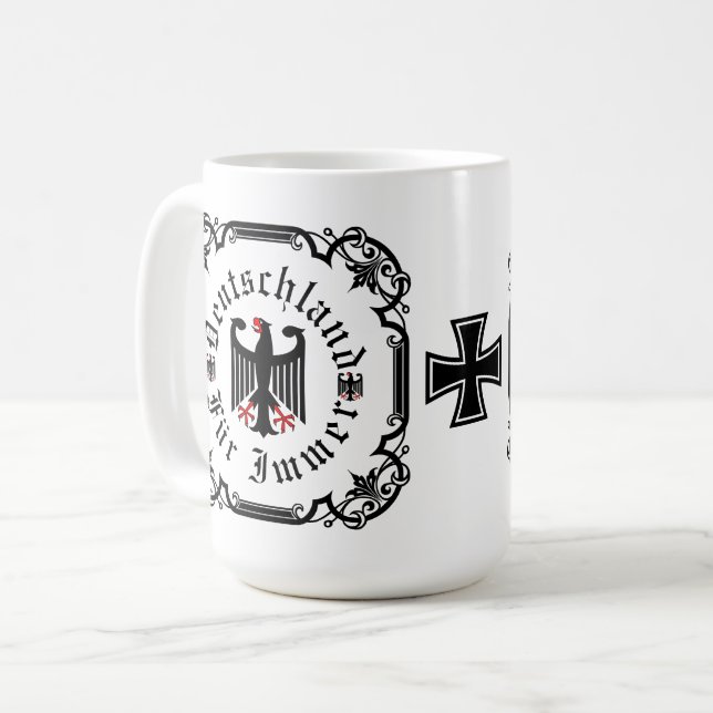 Deutschland/Germany Forever/schwarzer Adler/Eisern Kaffeetasse (Vorderseite Links)