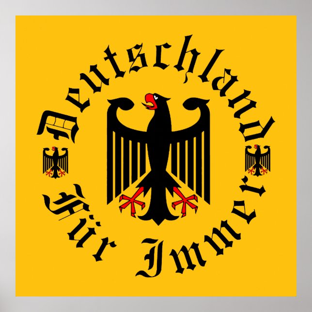 Deutschland/Germany Forever/schwarzer Adler/Eisern Poster (Vorne)