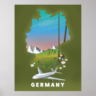Deutschland Illustriertes Reiseplakat Poster