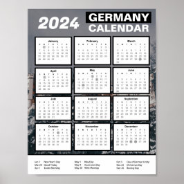 Deutschland Kalender 2024 in englischer Sprache |  Poster