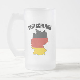 Deutschland Karte - Deutsche Flagge - Deutschland  Mattglas Bierglas