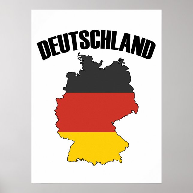 Deutschland Karte - Deutsche Flagge - Deutschland  Poster (Vorne)