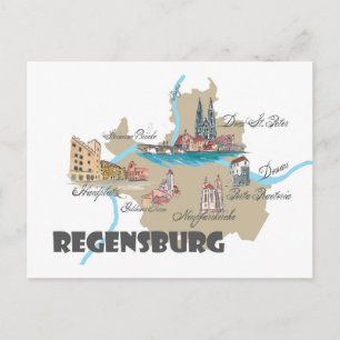 Deutschland-Karte Regensburg Postkarte