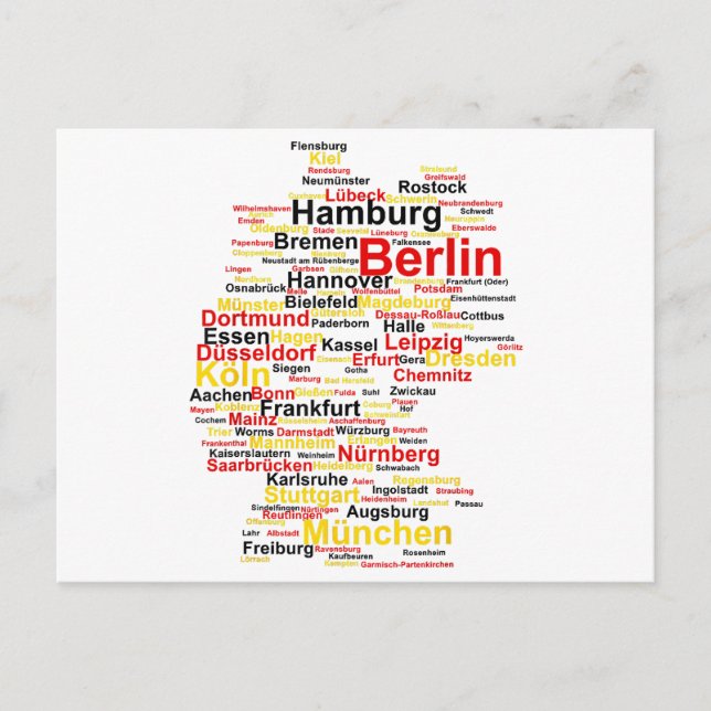 Deutschland Karte Silhouette Städte Flaggen Berlin (Vorderseite)