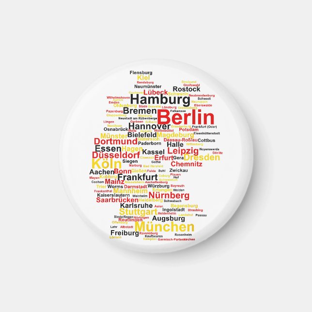Deutschland Karte Silhouette Städte Flaggen Berlin Magnet (Vorne)