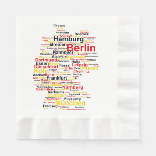 Deutschland Karte Silhouette Städte Flaggen Berlin Serviette