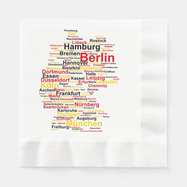 Deutschland Karte Silhouette Städte Flaggen Berlin Serviette (Vorderseite)
