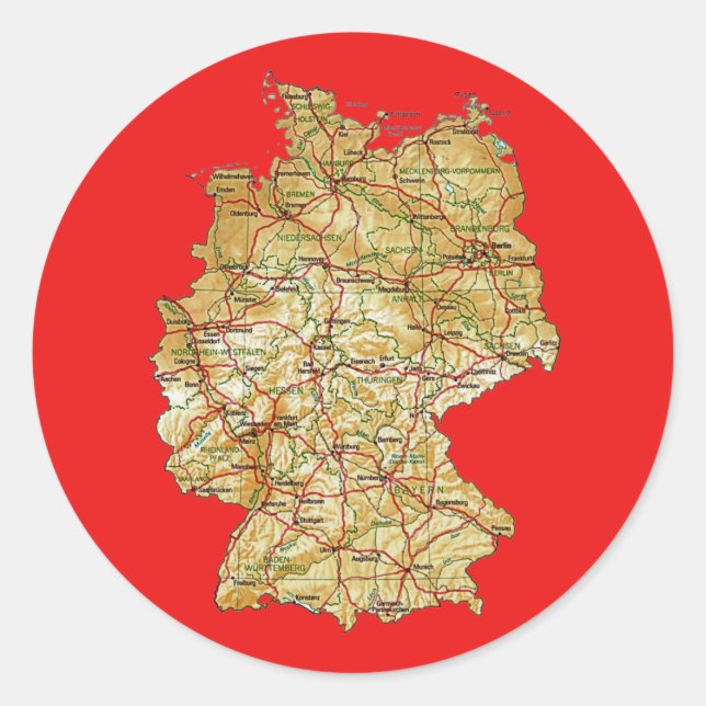 Deutschland Kartenaufkleber Runder Aufkleber (Vorderseite)