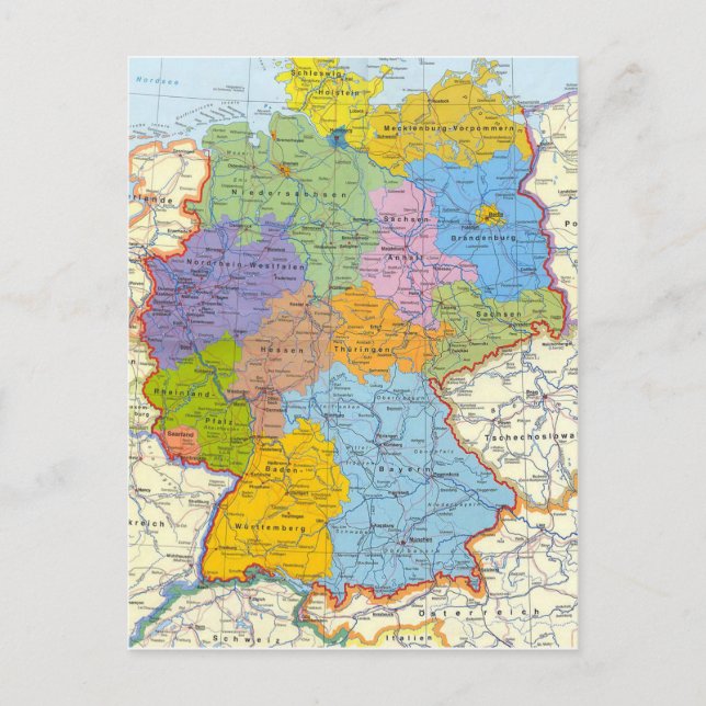 Deutschland-Kartenkarte 3 Postkarte (Vorderseite)