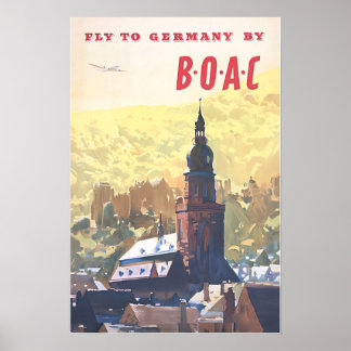 Deutschland Kunst Druck Deutsches Dekor BOAC Reise Poster