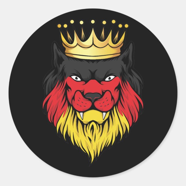 Deutschland Lion King Flag Runder Aufkleber (Vorderseite)