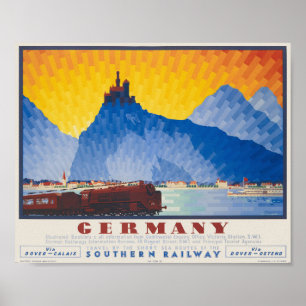 Deutschland mit Süddeutscher Eisenbahn Vintage Pos Poster