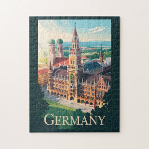Deutschland München Illustration Reise Kunst Vinta Puzzle
