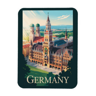 Deutschland München Illustration Travel Art Vintag Magnet