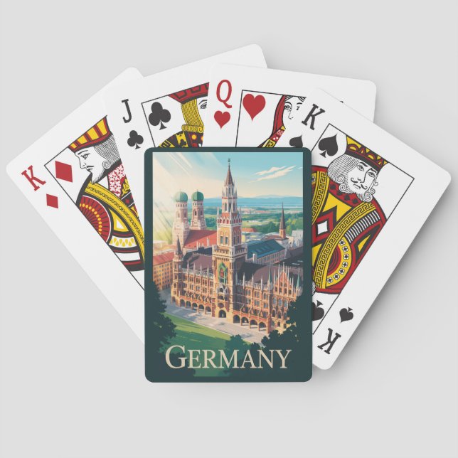 Deutschland München Illustration Travel Art Vintag Spielkarten (Rückseite)