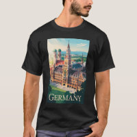Deutschland München Illustration Travel Art Vintag