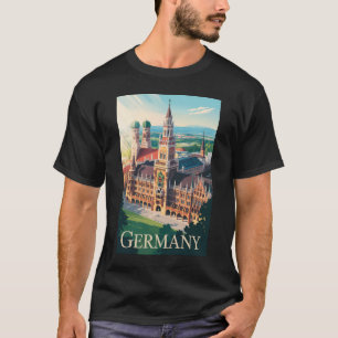 Deutschland München Illustration Travel Art Vintag T-Shirt