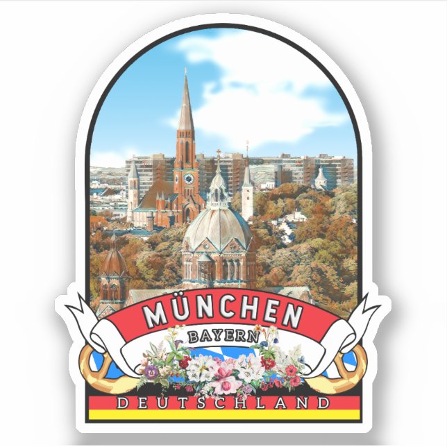Deutschland München Vintage souvenir  Aufkleber (Vorderseite)