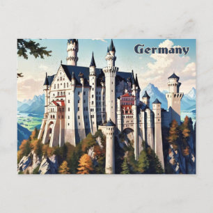 Deutschland Neuschwanstein Burg Postkarte Vintag