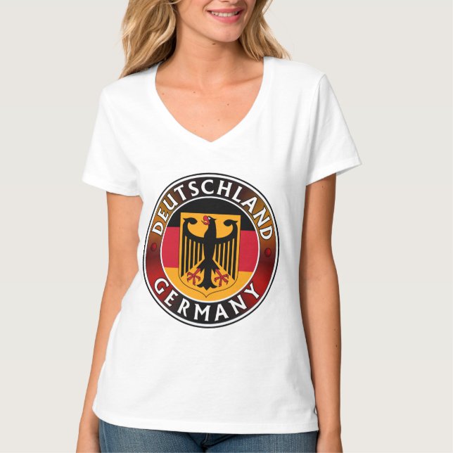 Deutschland Plaque, Deutsche Flagge und Adler T-Shirt (Vorderseite)