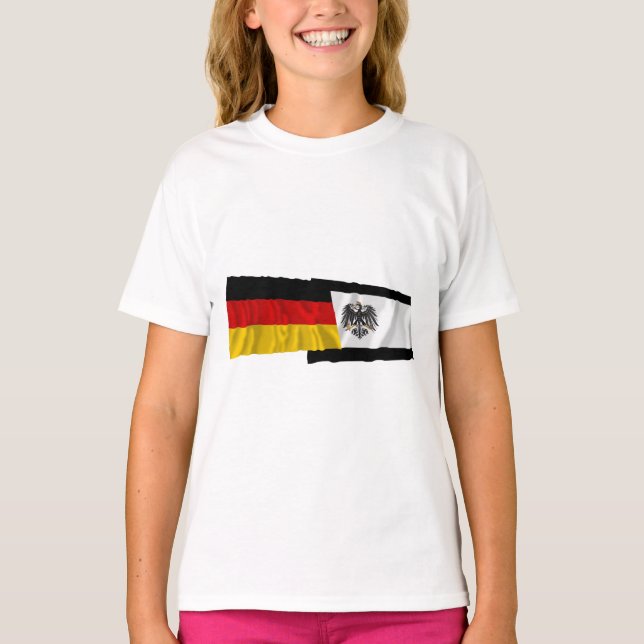 Deutschland & Preussen Waving Flags T-Shirt (Vorderseite)