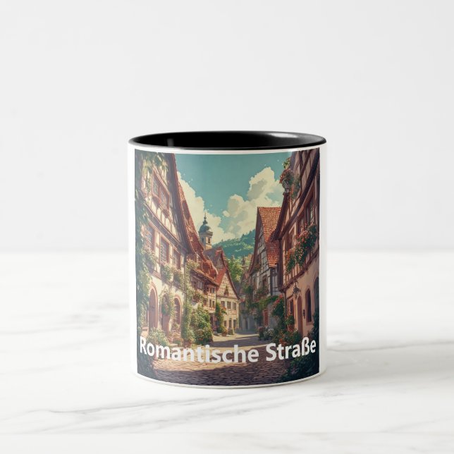 Deutschland-Reise-Tasse - Romantische Straße Zweifarbige Tasse (Mittel)