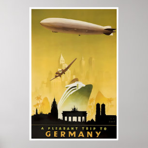 Deutschland Reiseplakat Zeppelin Druck Deutsche Ku Poster