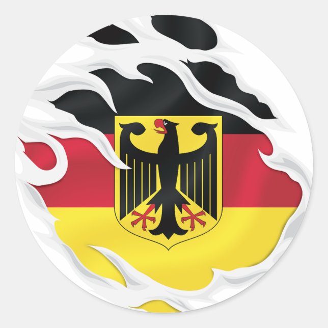 Deutschland Rippfahne Runder Aufkleber (Vorderseite)