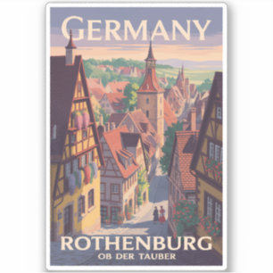 Deutschland Rothenburg ob der Tauber Illustration  Aufkleber