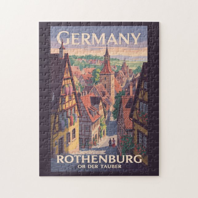 Deutschland Rothenburg ob der Tauber Illustration  Puzzle (Vertikal)