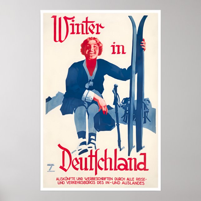 Deutschland Ski Poster Deutsche Reise Kunst Deutsc (Vorne)