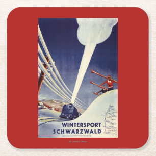 Deutschland - Skifahren im Schwarzwald Rechteckiger Pappuntersetzer