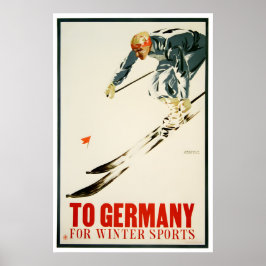 Deutschland Skiposter Deutsche Kunst Skifahren Dru Poster