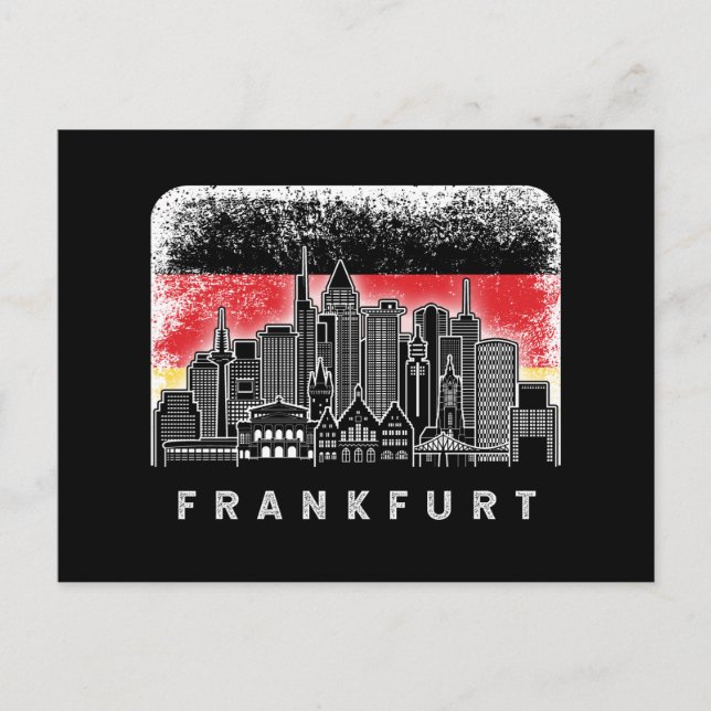Deutschland Skyline Vintage deutsche Flagge Postkarte (Vorderseite)