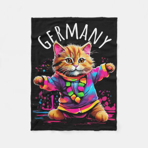 Deutschland tanzt Katzen Spaß farbenfroh Niedliche Fleecedecke