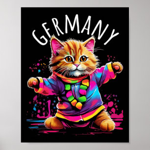 Deutschland tanzt Katzen Spaß farbenfroh Niedliche Poster