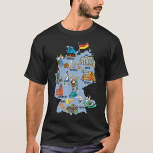 Deutschland Touristenkarte mit Sehenswürdigkeiten, T-Shirt