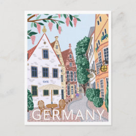 Deutschland Town Travel Illustration Postkarte