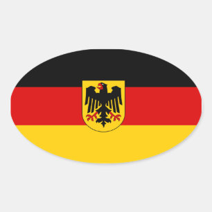 Deutschland - Tricolor mit Wappen Ovaler Aufkleber
