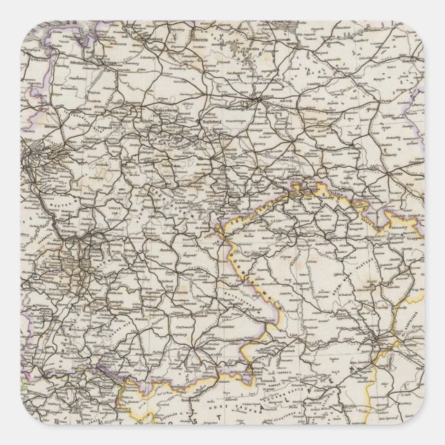 Deutschland und Nachbarländer Quadratischer Aufkleber (Vorderseite)