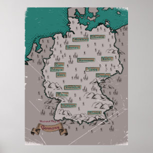 Deutschland - Vintage Illustrierte Karte Poster