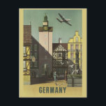 DEUTSCHLAND Vintage Reise Postkarte<br><div class="desc">Hergestellt aus einem Public-Domain-Bild eines Vintage-Reiseplakats. Mit der Funktion "Anpassen" können Sie Ihren eigenen Text hinzufügen.</div>