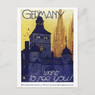 Deutschland Vintage-Reiseposter Restauriert Postkarte