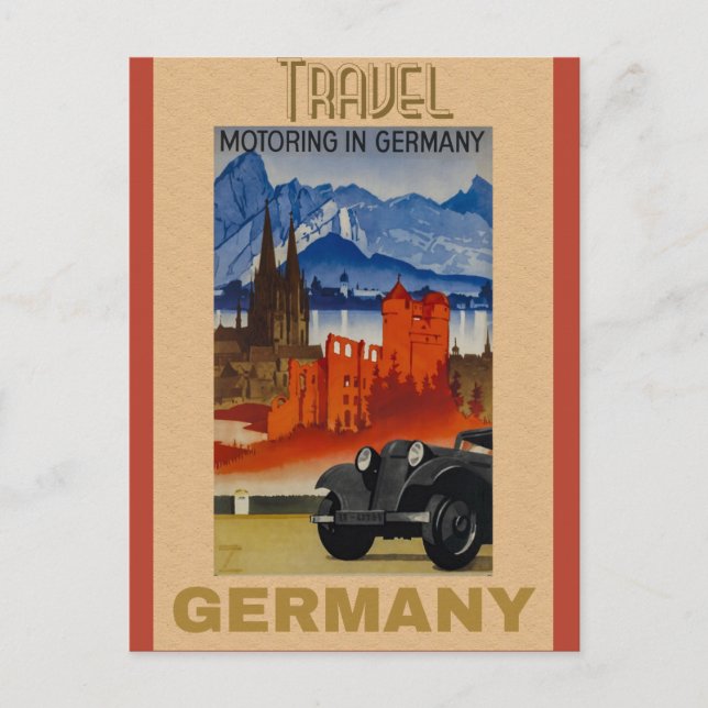 Deutschland Vintage Travel Poster Postkarte (Vorderseite)