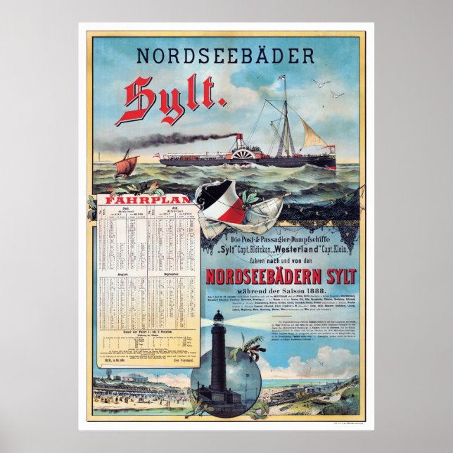 Deutschland Vintage Travel Poster restauriert 1888 (Vorne)