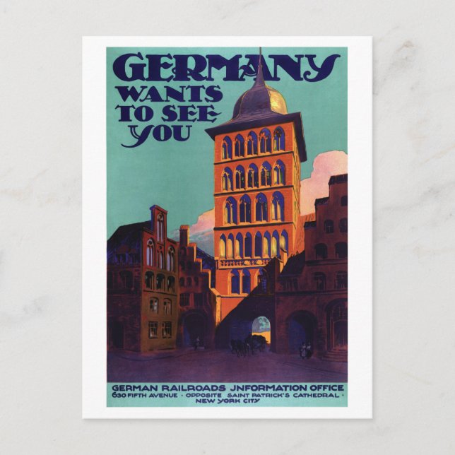 Deutschland Vintage Travel Poster wiederhergestell Postkarte (Vorderseite)